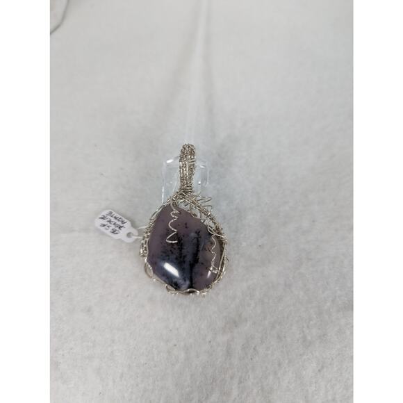 SS and SF wire wrap pendant no chain dendrick agate 1.5" x2.5" - Picture 2 of 10